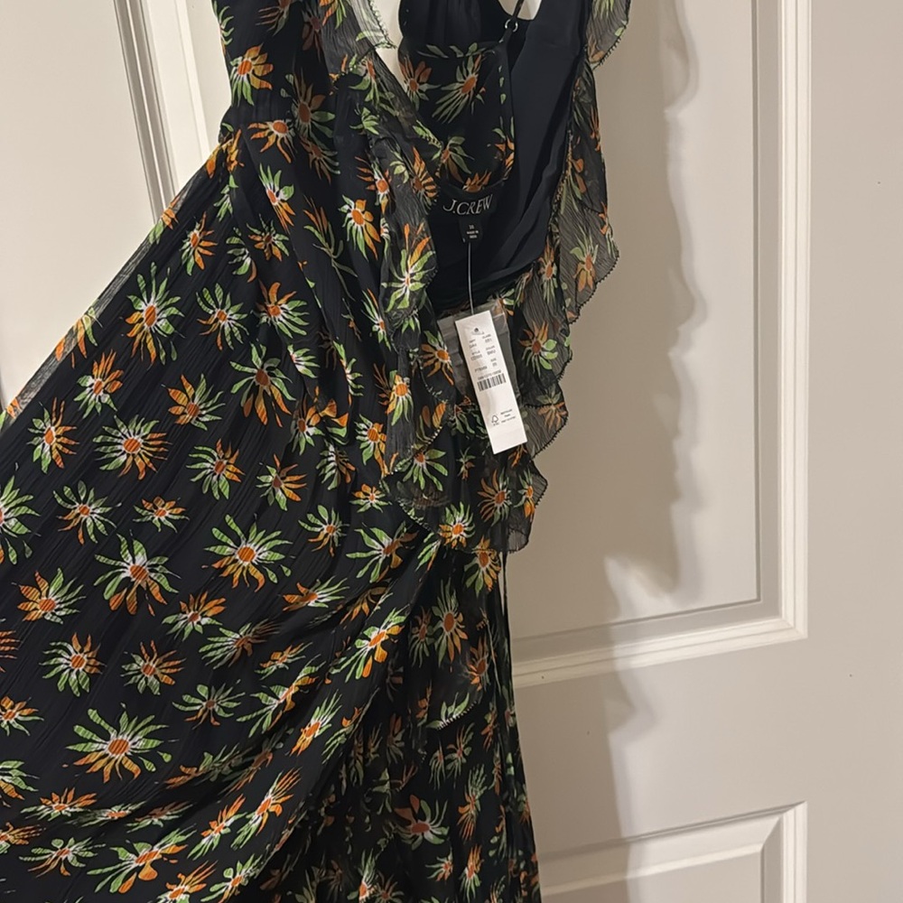 J. Crew Black Dress with Floral Design
